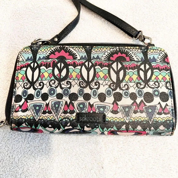 Sakroots Artist Womens Convertible Smartphone Crossbody Bag Wristlet Boho Wallet - Picture 6 of 15